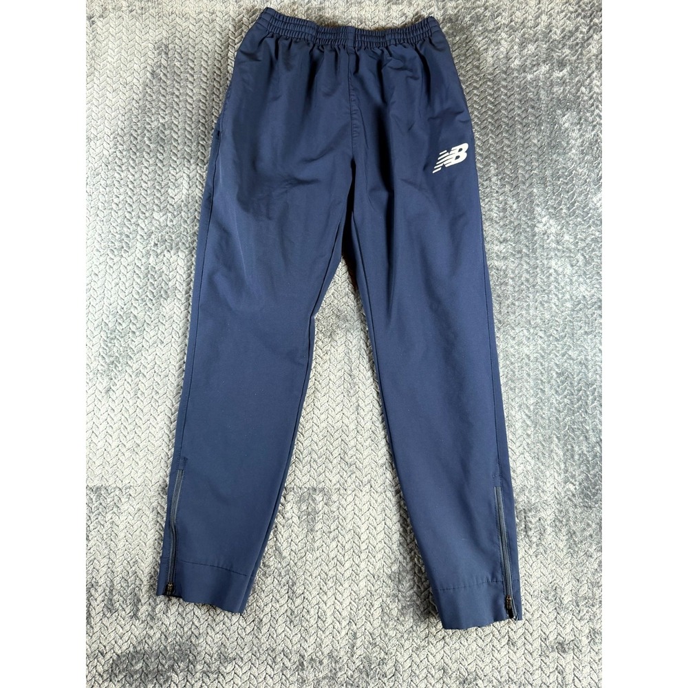 New Balance Track Pant Men Large Blue Stretch Training Gym Performance Ankle Zip